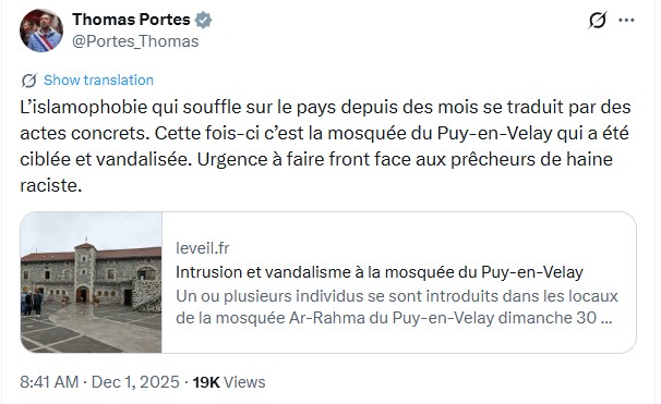 , Mosquée du Puy-en-Velay vandalisée : « Une profanation odieuse